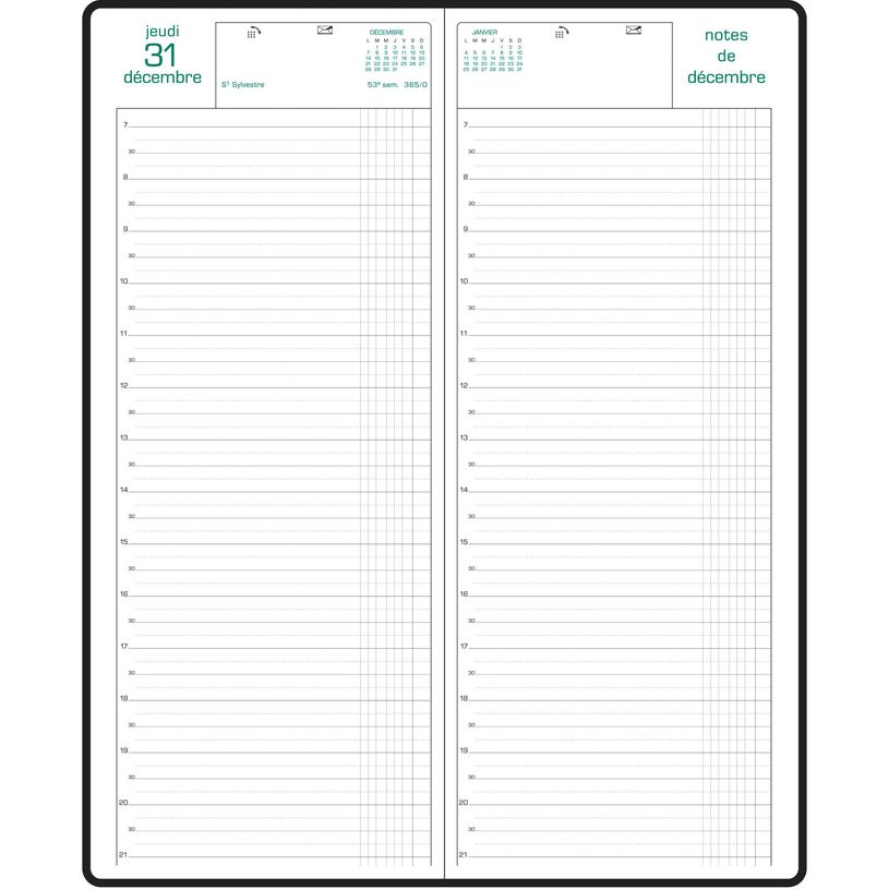 3660942007726-Agenda de bureau Long - Euros et Cents - 1 jour par page - 13,5 x 34 cm - noir - Exacompta--1