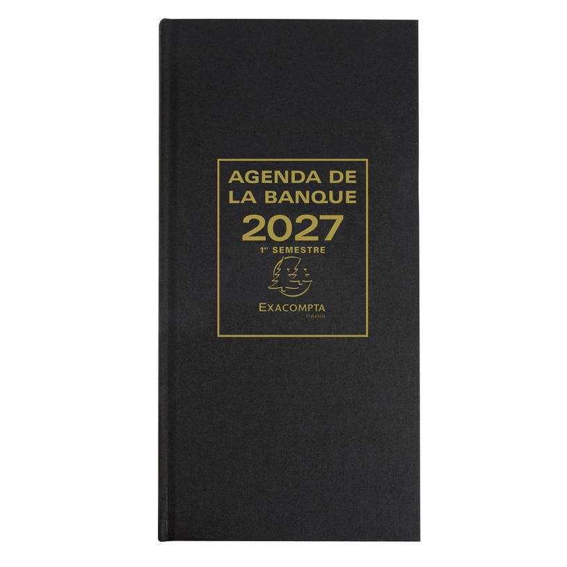 3660942007672-Agenda de bureau Banquier long - Euro et Cents - 2 volumes - 2 pages par jour - 16 x  34 cm - Noir - Ex--0