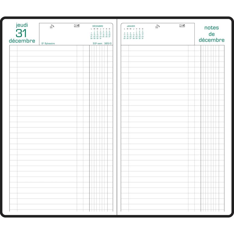 3660942007719-Agenda de bureau Comptoir - Euros et Cents - 1 jour par page - 15 x 27 cm - noir - Exacompta--1