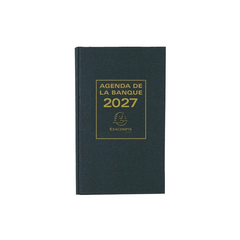 3660942007702-Agenda de bureau Banquier Large - Euros et Cents - 2 volumes - 2 pages par jour - 17,5 x 28 cm - Noir ---0