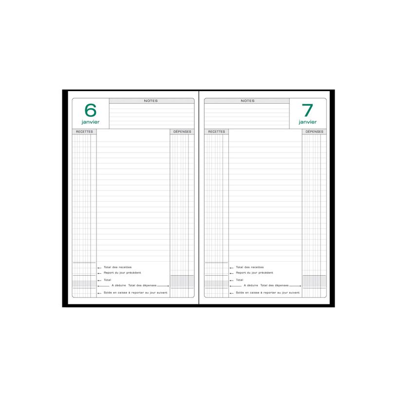 3130630389712-Agenda Perpétuel de Caisse - 1 jour par page - 14,8 x 21 cm - noir - Exacompta--1