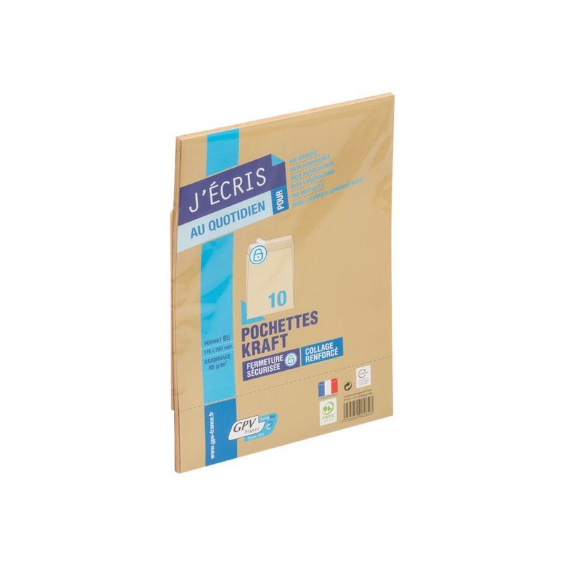 3250650062843-GPV - 10 Pochettes Enveloppes B5 250 x 176 mm - 85 gr - sans fenêtre - kraft - bande adhés-P_3937301_1-0