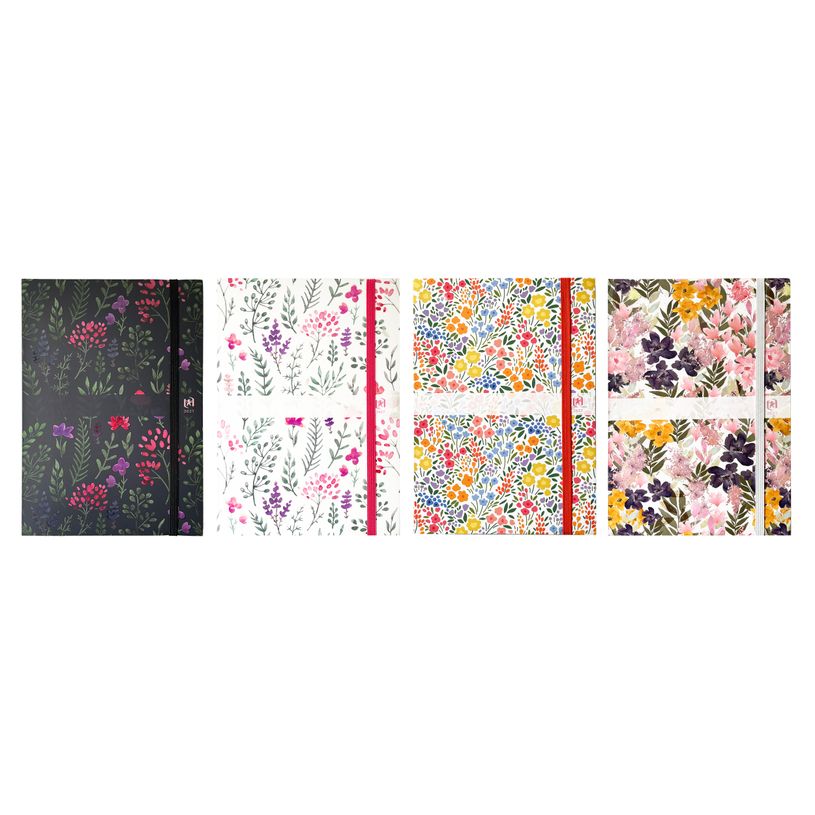 3147280122187-Agenda à élastique Oxford Flowers - 1 jour par page - 15 x 21 cm - disponible dans différentes coule--0