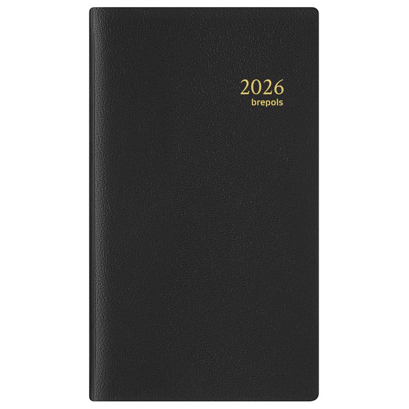 5412303124010-Agenda de poche spiralé Interplan Genova - 1 semaine sur 2 pages - 9 x 16 cm - noir - Brepols--0