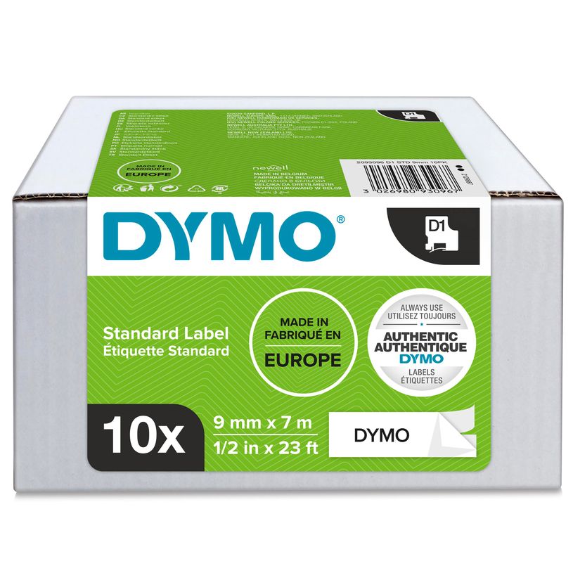 3026980930967-DYMO D1 - Pack de - 10 rubans d'étiquetage - noir/blanc- 9mm x 7m-P_400000320_1-0