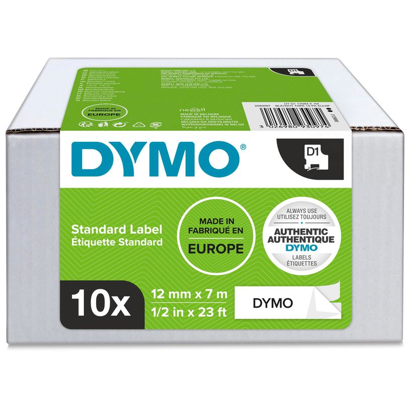 3026980930974-DYMO D1 - Pack de - 10 rubans d'étiquetage - noir/blanc- 12mm x 7m-P_400000321_1-0