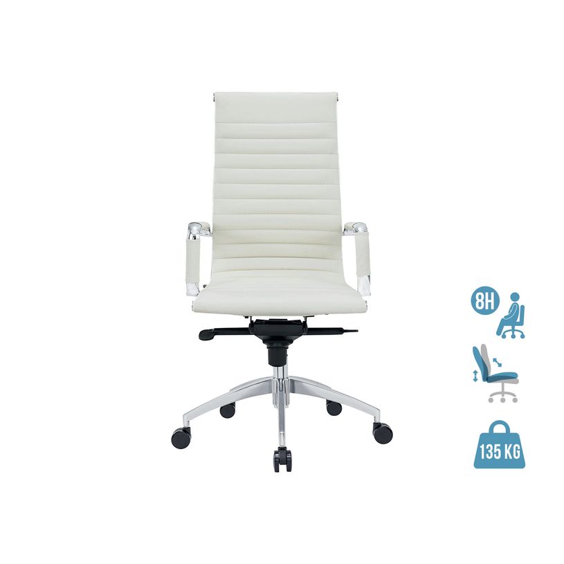 3700339883790-Fauteuil de bureau WARREN - accoudoirs fixes - cuir blanc-P_400000332_1-0