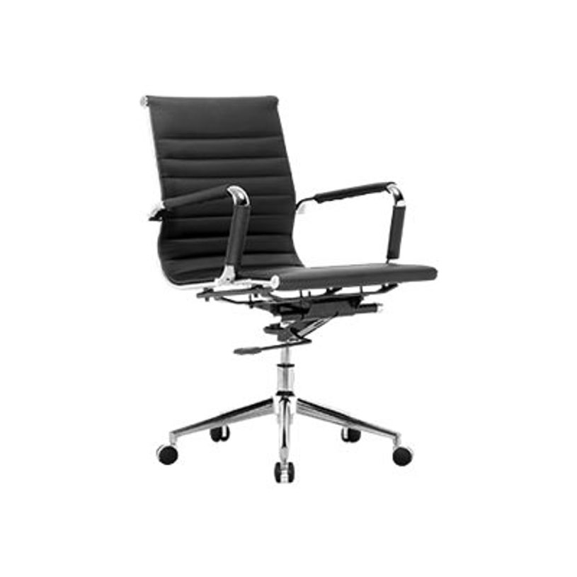 3700339883806-Fauteuil de bureau WARREN - accoudoirs fixes - dossier bas - cuir noir-P_400000333_2-1