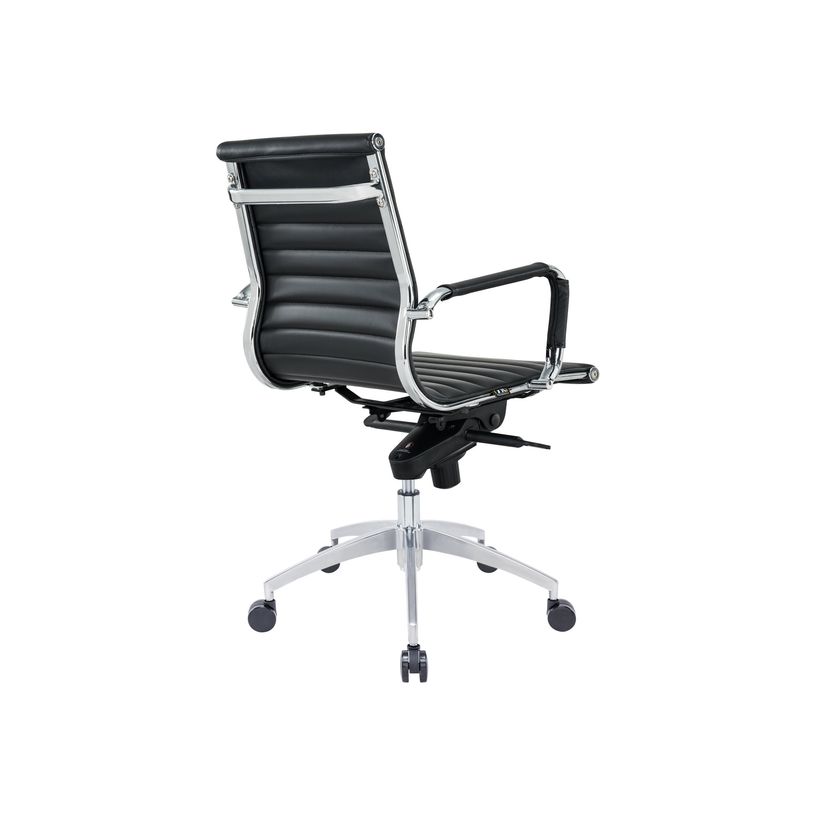 3700339883806-Fauteuil de bureau WARREN - accoudoirs fixes - dossier bas - cuir noir-P_400000333_3-2