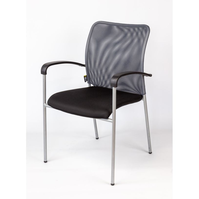 3700339883660-Chaise JULIA - avec accoudoirs - assise noire et dossier gris-P_400000342_3-2