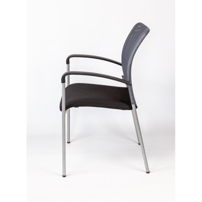 3700339883660-Chaise JULIA - avec accoudoirs - assise noire et dossier gris-P_400000342_4-3