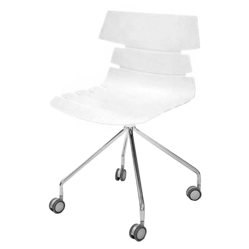 3700339877164-Chaise JUNE - pieds métal avec roulette - coque blanche-P_400000347_1-0