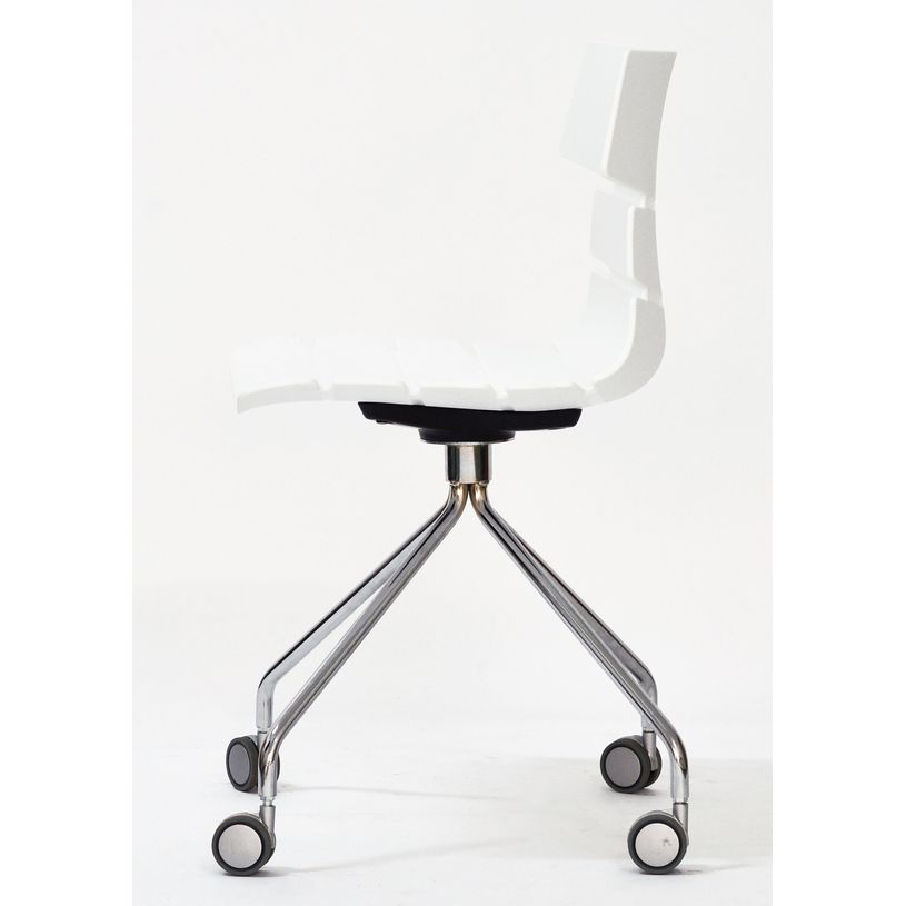 3700339877164-Chaise JUNE - pieds métal avec roulette - coque blanche-P_400000347_2-1