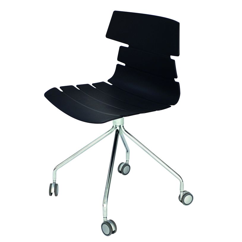 3700339877188-Chaise JUNE - pieds métal avec roulette - coque noire-P_400000348_1-0