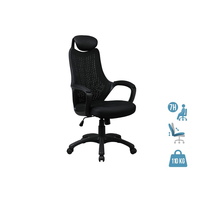 3397701635974-Fauteuil de bureau GALILEE - accoudoirs fixes - appui-tête intégré - noir-P_400000367_1-0