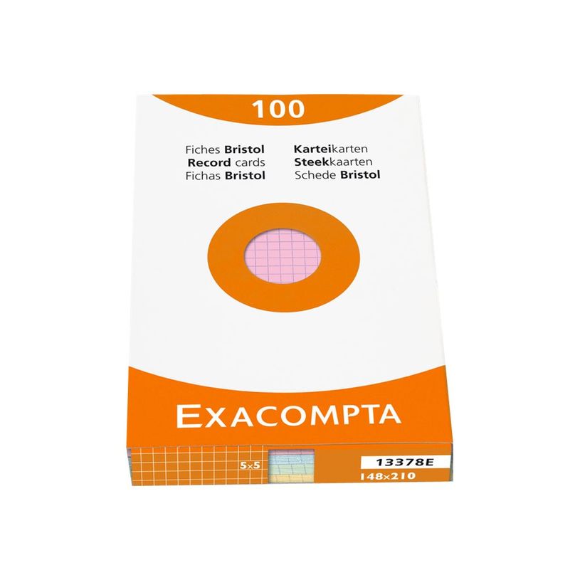 3130630133780-Exacompta - Pack de 100 Fiches Bristol - A5 - petits carreaux - non perforées - couleurs -P_400000620_1-1