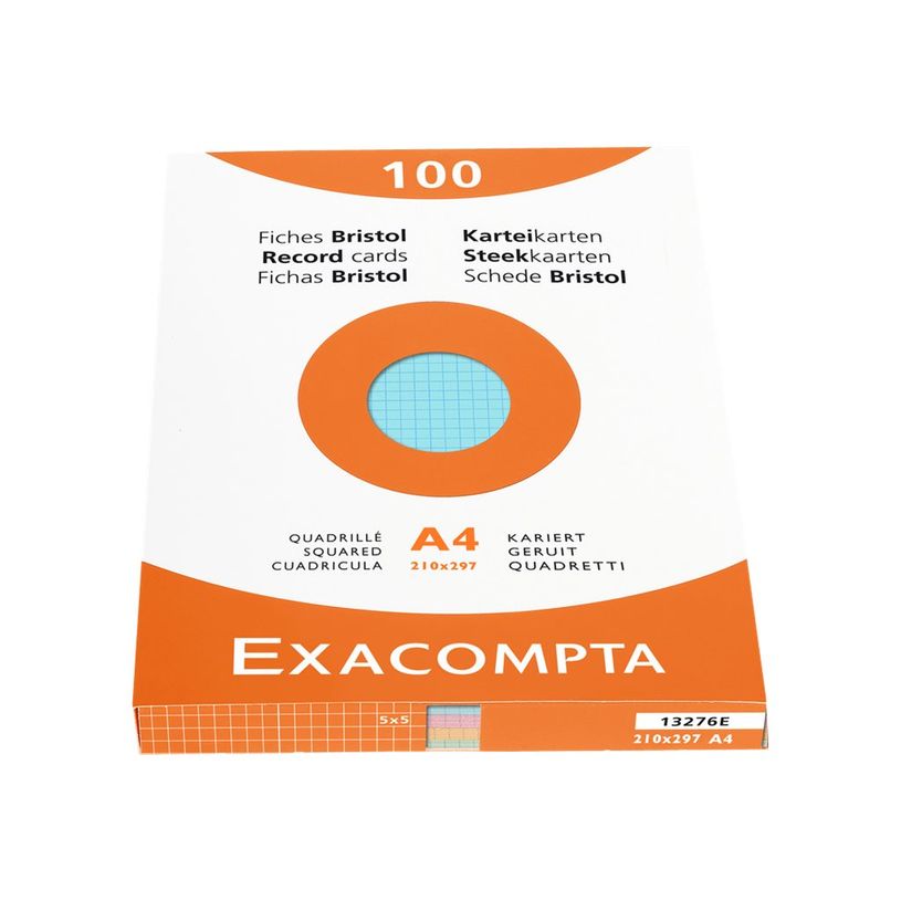 3130630132769-Exacompta - Pack de 100 Fiches Bristol - A4 - petits carreaux - couleurs assorties-P_400000621_1-1