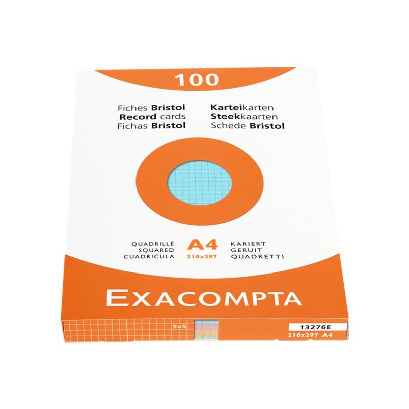 3130630132769-Exacompta - Pack de 100 Fiches Bristol - A4 - petits carreaux - couleurs assorties-P_400000621_2-0