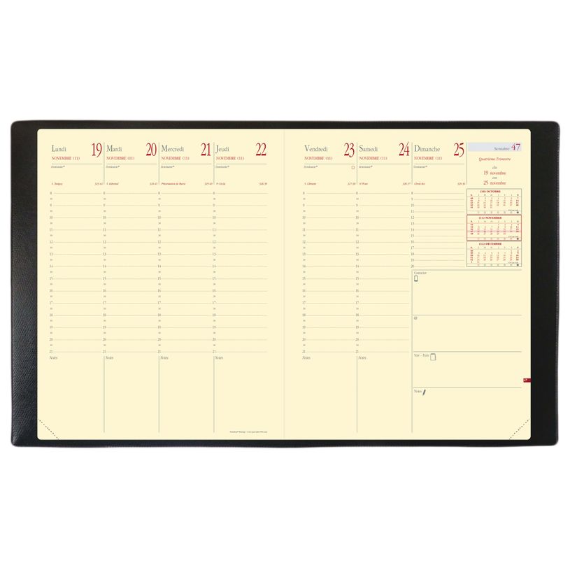 3371010319114-Agenda Soho President Prestige - 1 semaine sur 2 pages - 21 x 27 cm - marron glacé - Quo -P_400000753_3-1