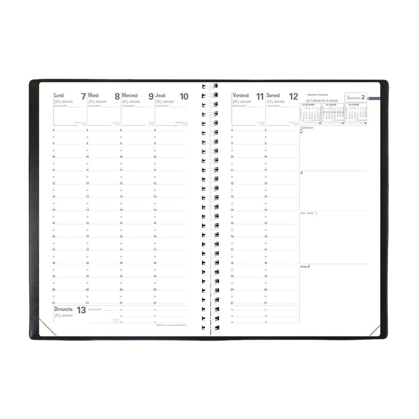 3371010447299-Agenda à spirale Club Ministre - 1 semaine sur 2 pages - 16 x 24 cm - gris - Quo Vadis-P_400000760_3-1