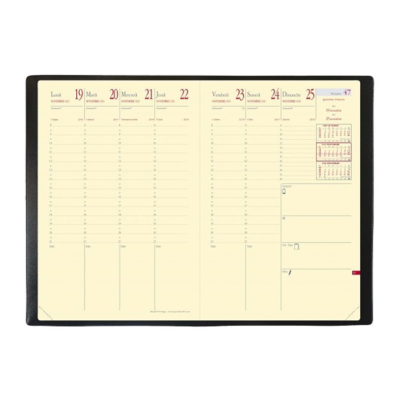 3371010444151-Agenda Sahara Minitre Prestige - 1 semaine sur 2 pages - 16 x 24 cm - brun - Quo Vadis-P_400000761_3-1