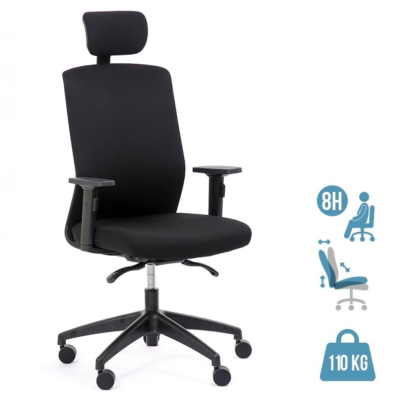3701338801723-Fauteuil de bureau SCOTTY - accoudoirs réglables - appui-tête réglable - noir-P_400000844_1-0