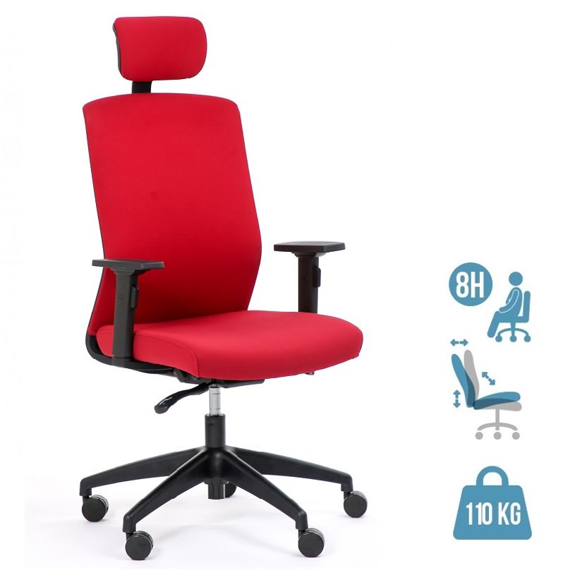 3701338801730-Fauteuil de bureau SCOTTY - accoudoirs réglables - appui-tête réglable - Rouge-P_400000845_1-0