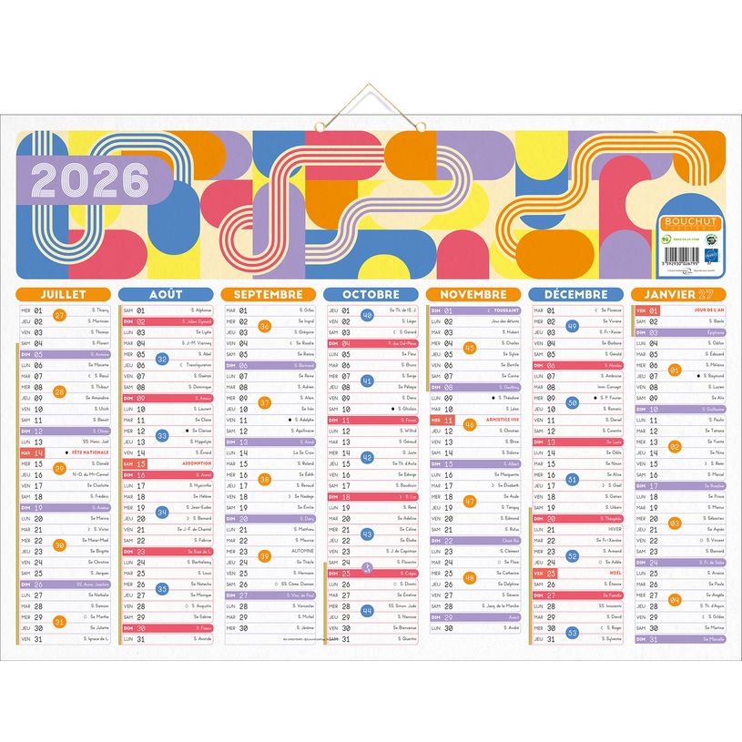 3592930026795-Calendrier bancaire illustré année civile BOUCHUT "Air du temps" 40,5 x 55 cm Pefc 70 %--1