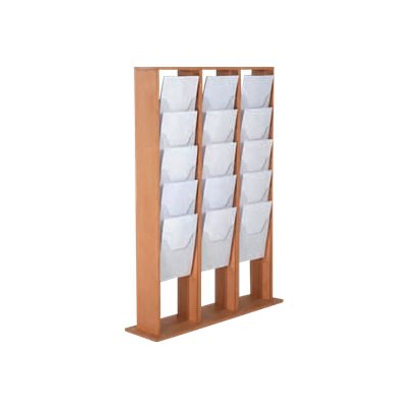 3660412028404-INOVSHOP - Présentoir sol pour journaux - format 3 x 5A4 - bois clair-P_400001425_1-0