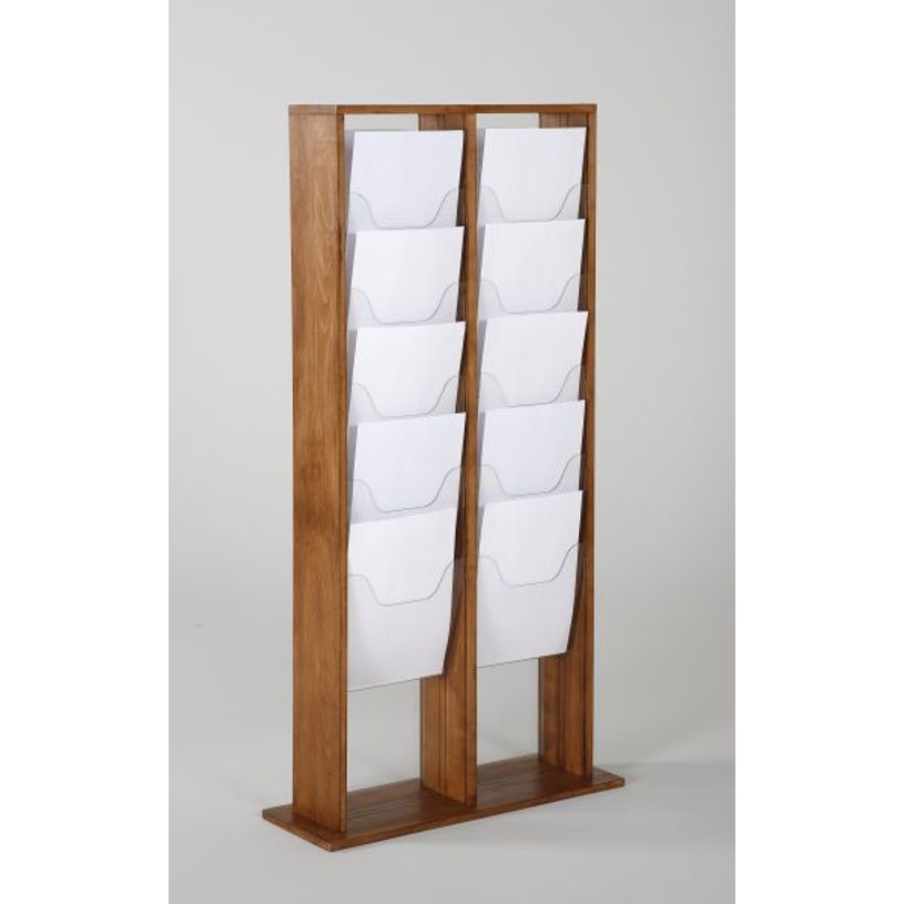 3660412028435-INOVSHOP - Présentoir de journaux de sol - 2 x 5 compartiments A4 - bois foncé-P_400001428_2-1