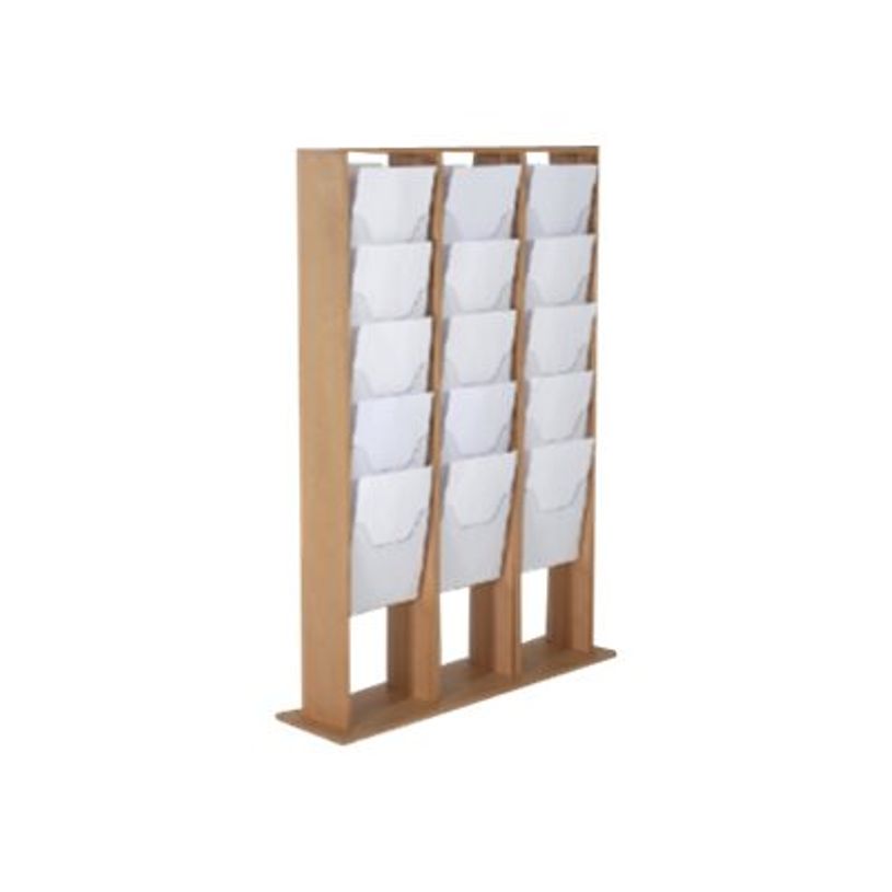 3660412028442-INOVSHOP - Présentoir de journaux de sol - 3 x 5 compartiments A4 - bois foncé-P_400001429_1-0
