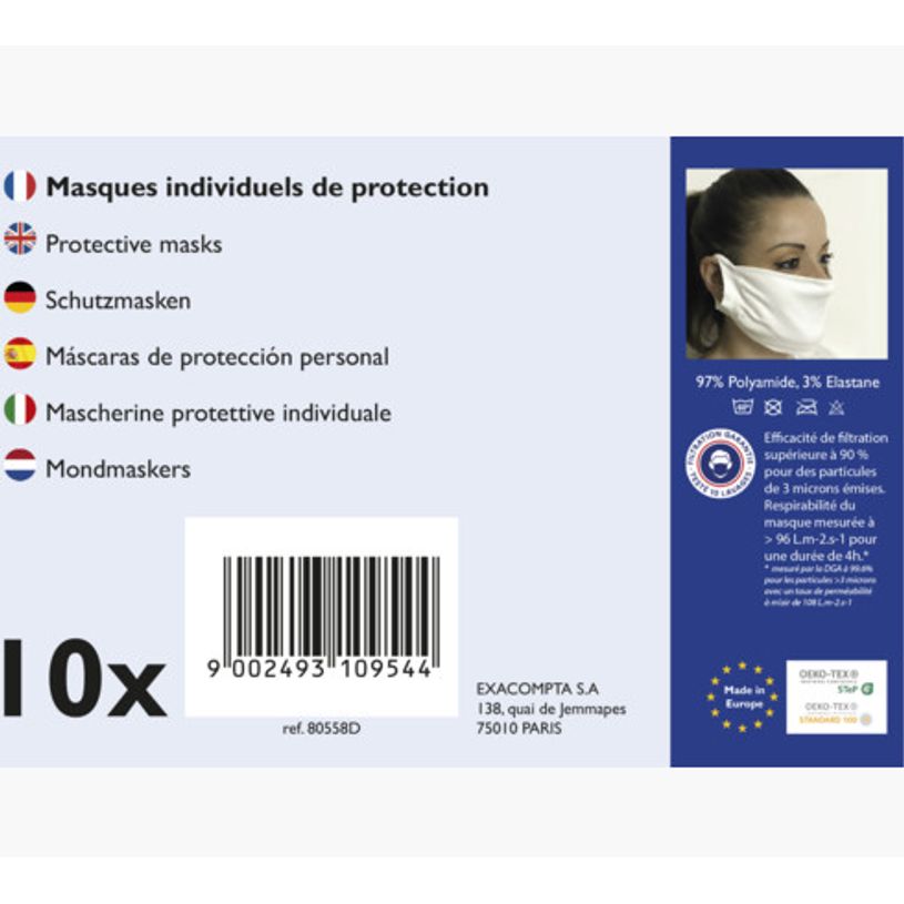 9002493109544-Exacompta - 10 Masques individuels de protection en tissu blanc-P_400001566_2-1