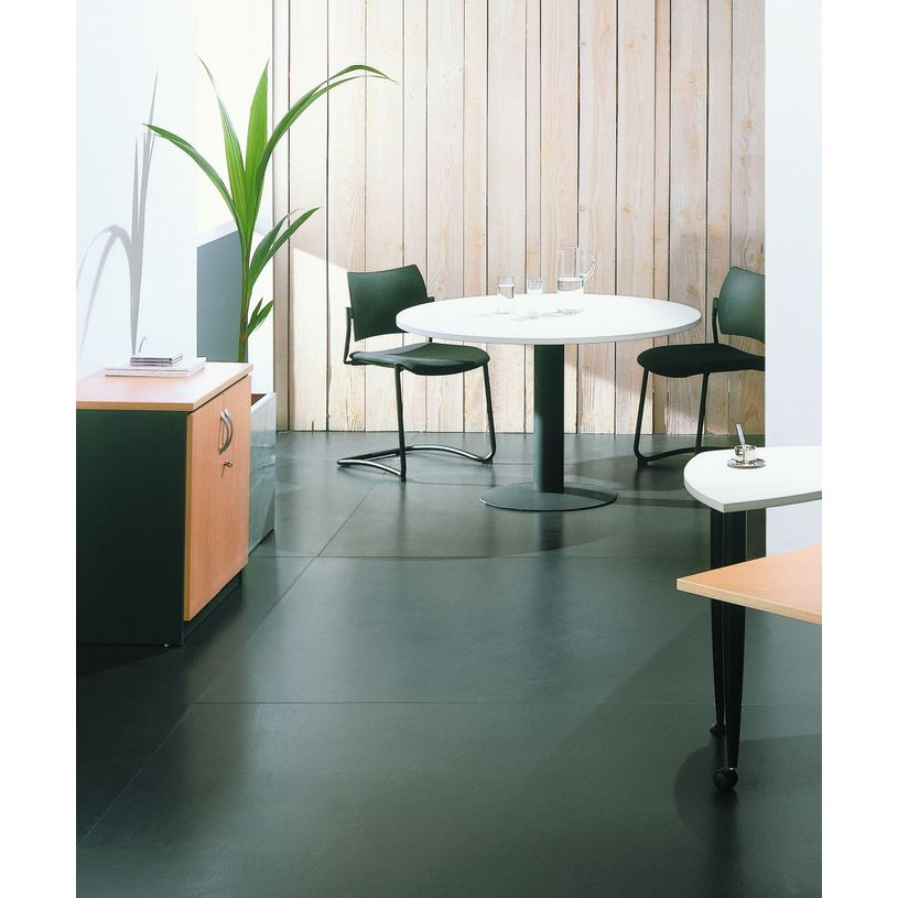 3253310171268-Table de réunion ronde - diam 100 cm - pieds tulipe anthracite - plateau blanc perle-P_400001653_3-1