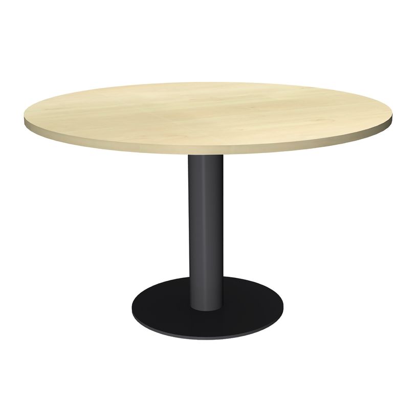 3253310171305-Table de réunion ronde - diam 100 cm - pieds tulipe anthracite - plateau imitation érabl-P_400001655_1-0