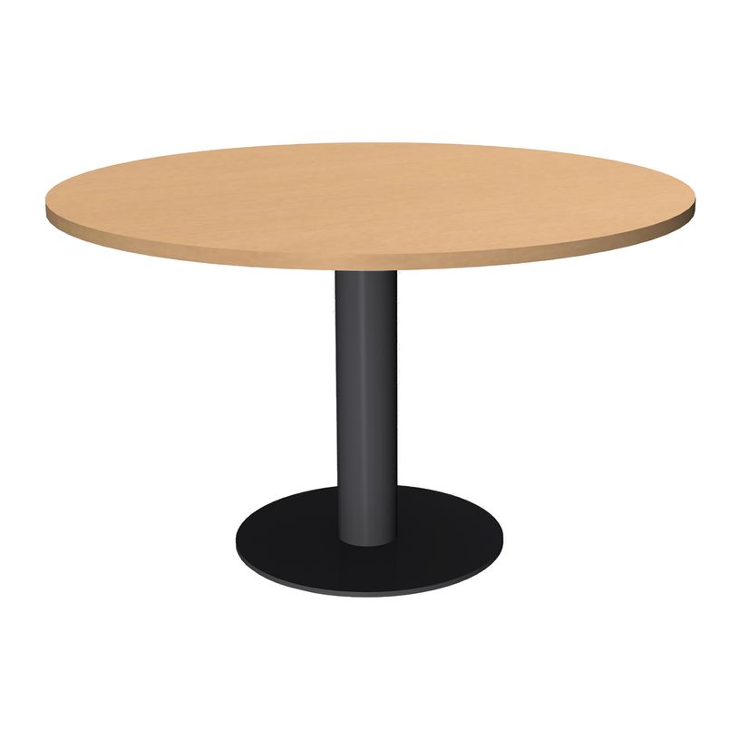 3253310171329-Table de réunion ronde - diam 100 cm - pieds tulipe anthracite - plateau imitation hêtre-P_400001657_1-0
