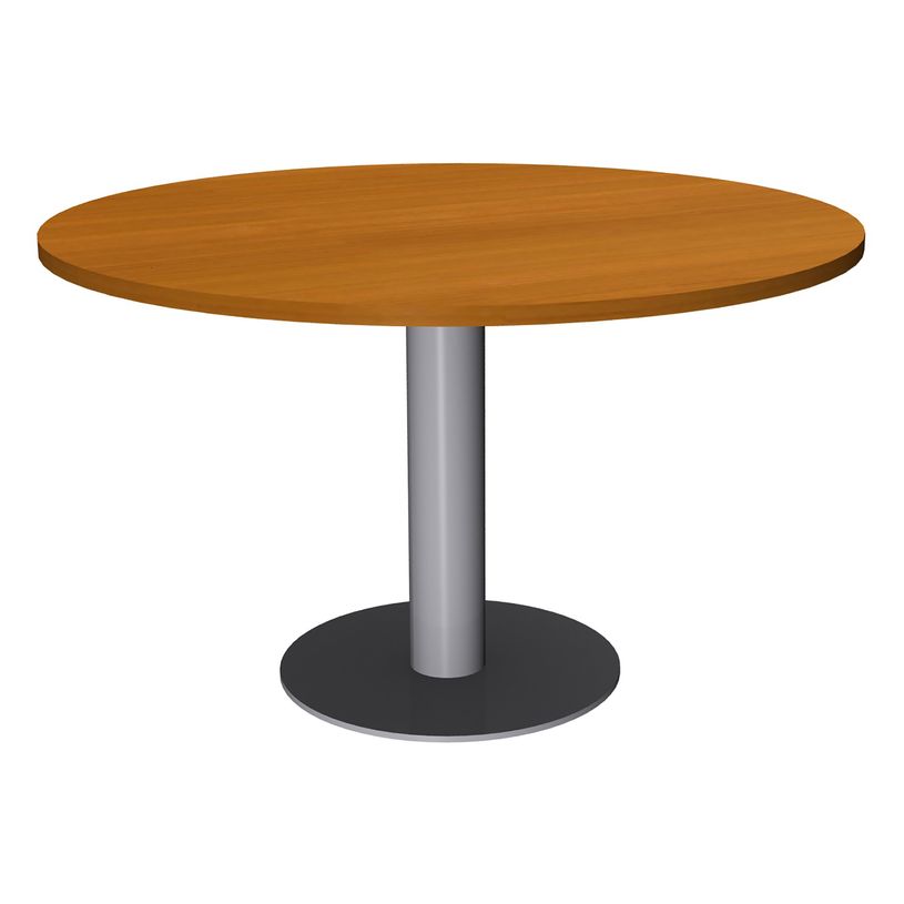 3253310171343-Table de réunion ronde - diam 100 cm - pieds tulipe alu - plateau imitation merisier-P_400001658_2-0