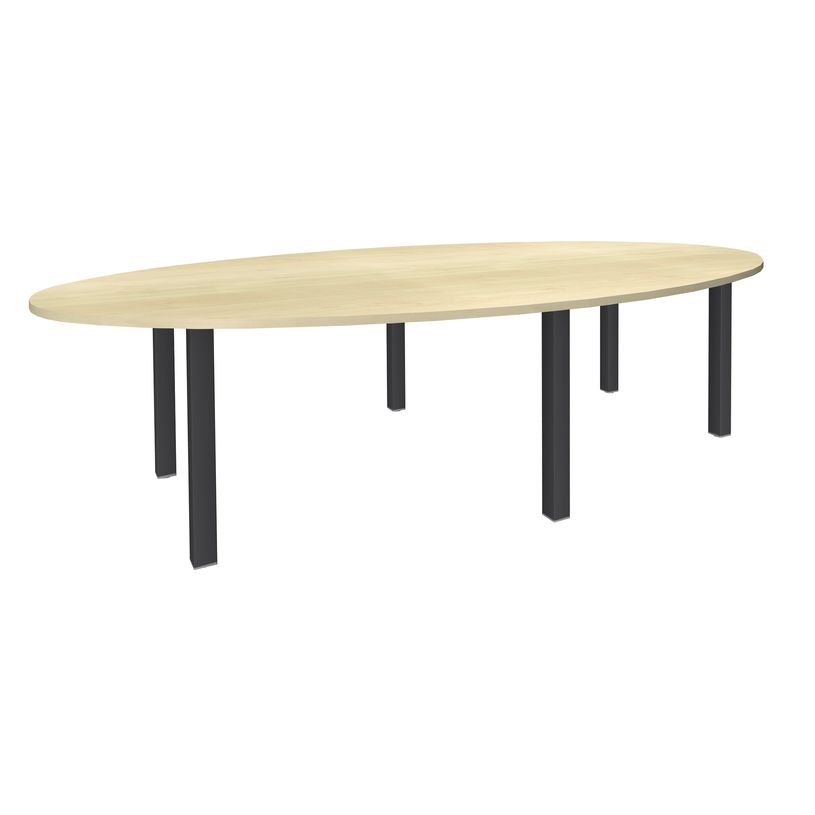 3253310171442-Table de réunion ovale - L280 cm - pieds exprim carbone - Plateau imitation érable-P_400001663_2-0