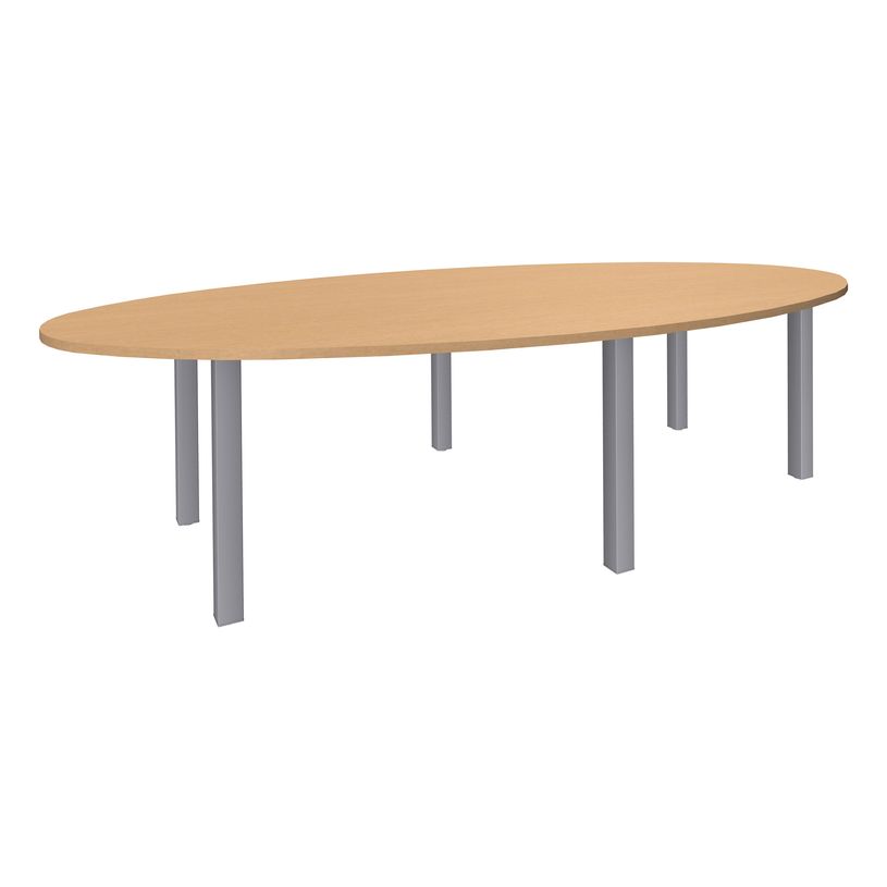 3253310171466-Table de réunion ovale - L280 cm - pieds exprim alu - Plateau imitation hêtre-P_400001664_1-0