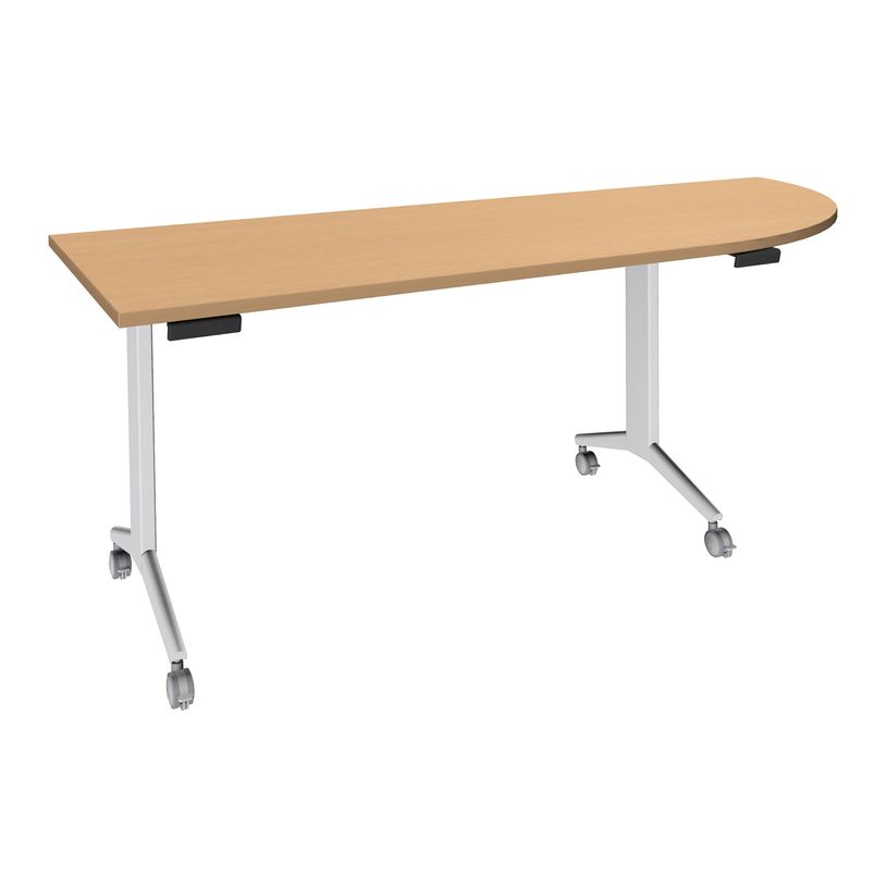 3253310160392-Table de réunion abattantes angle à droite - L200 x P80 cm - pied blanc - plateau imitat-P_400001680_1-0