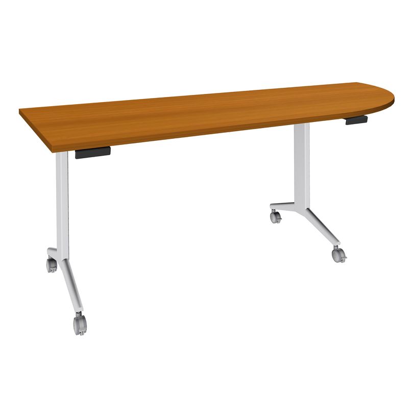 3253310171619-Table de réunion abattantes angle à droite - L200 x P80 cm - pied blanc - plateau imitat-P_400001682_1-0