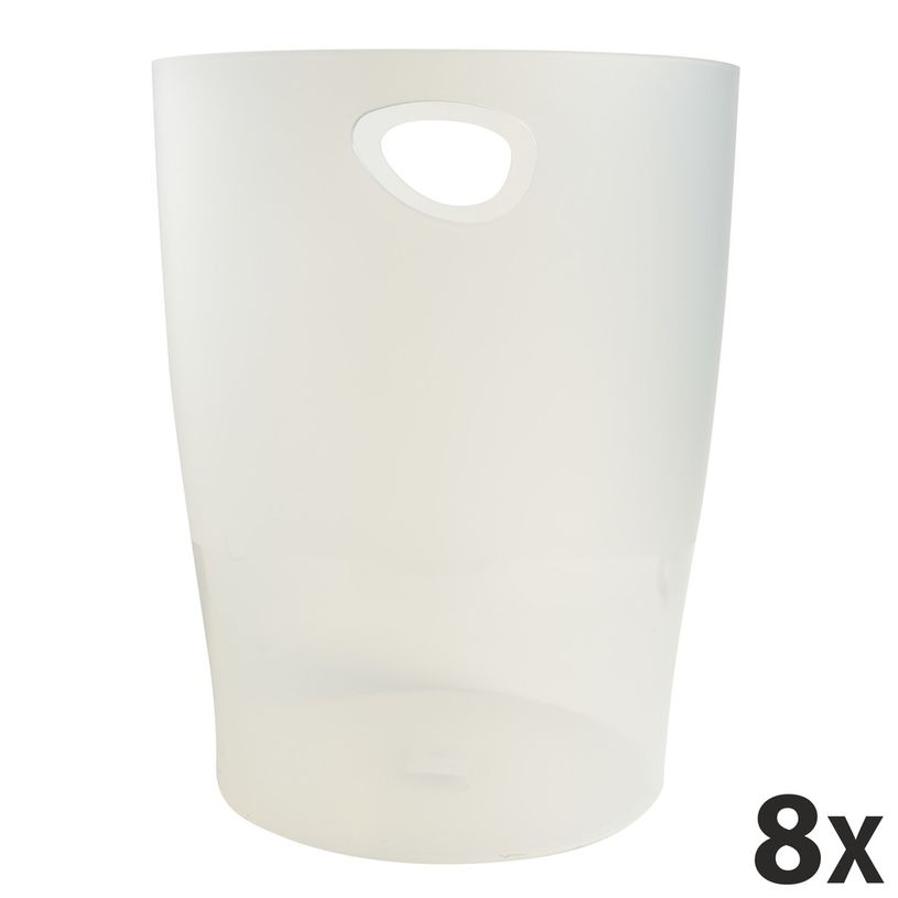 9002493032088-Exacompta Ecobin - 8 Corbeilles à papier 15L - blanc glacé translucide-P_400001786_1-0