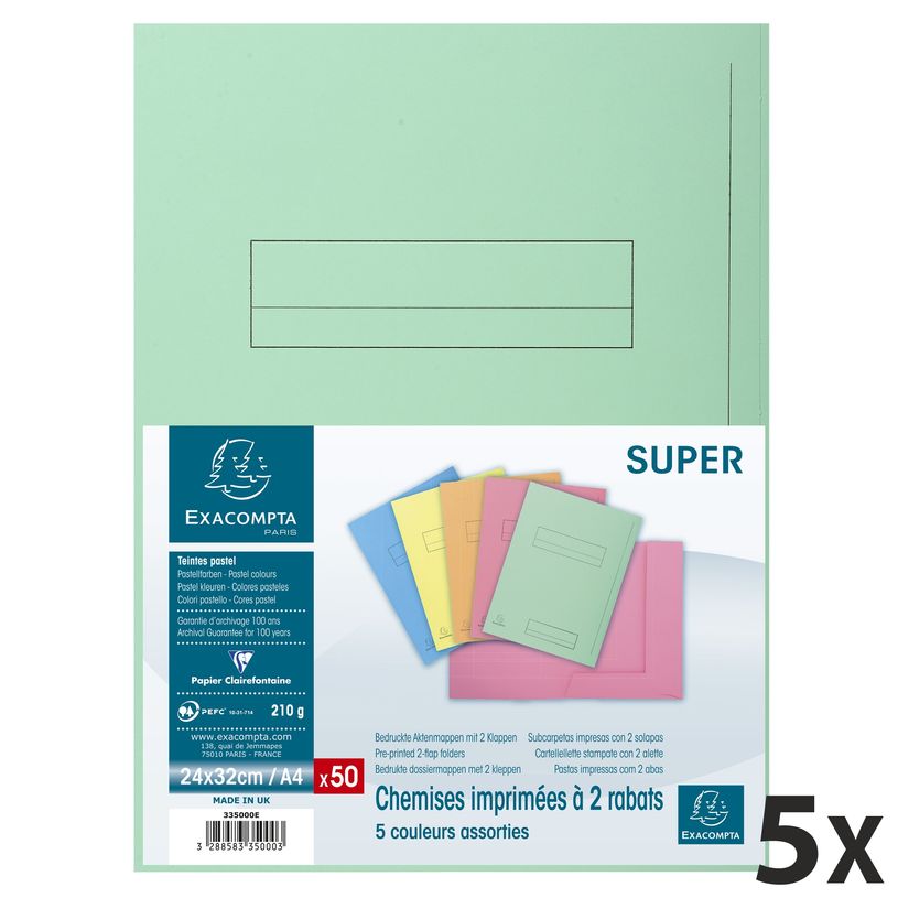 3288583351000-Exacompta Super 210 - 250 Chemises imprimées 2 rabats - 160 gr - couleurs assorties (5 pa-P_400001835_2-0