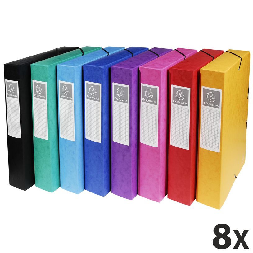 3130632506001-Exacompta Exabox - 8 Boîtes de classement en carte lustrée - dos 60 mm - coloris assorti-P_400001838_1-0