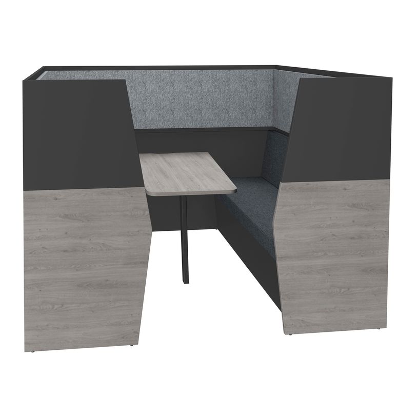 3253310170001-Box acoustique IN'TEAM - L210 x H 150 x P170 cm - 6 places avec table - structure chêne gris et -P_400001896_1-0