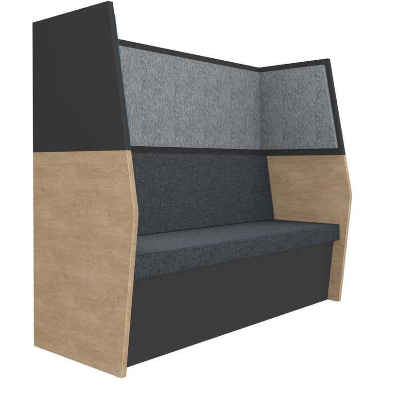 3253310170032-Banquette acoustique IN'TEAM - L170 x H 150 x P170 cm - 3 places - structure chêne clair et -P_400001899_1-0