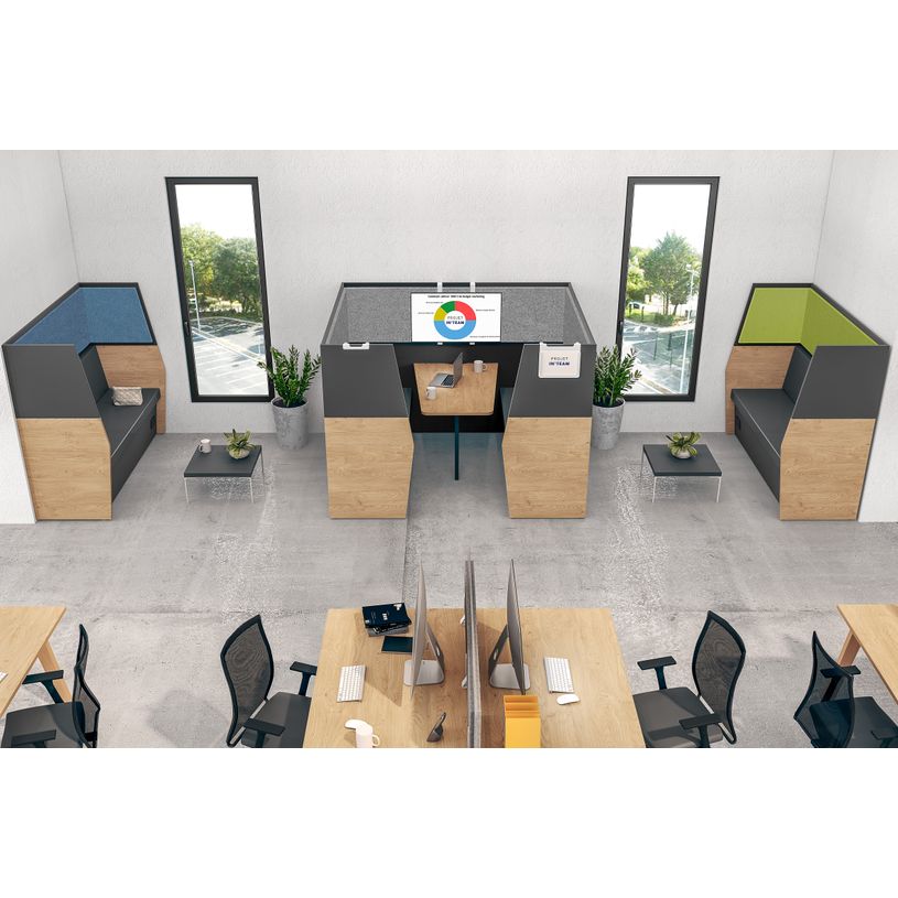 3253310170032-Banquette acoustique IN'TEAM - L170 x H 150 x P170 cm - 3 places - structure chêne clair et -P_400001899_4-3