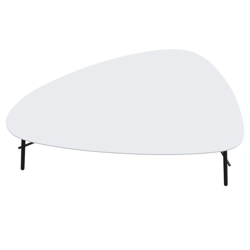 3660141226270-Table basse LAZY - L93 x P50 x H40 cm - pieds acier noir - plateau blanc-P_400001942_1-0