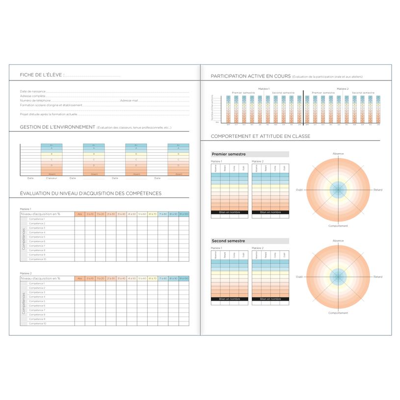 3371010446223-Quo Vadis - Agenda enseignant - 2026-2027 - Carnet de Bord - Français - Compétences - Bleu - Perpétuel - 21x29,7 cm - Papier Clairefontaine blanc - Fabri--1