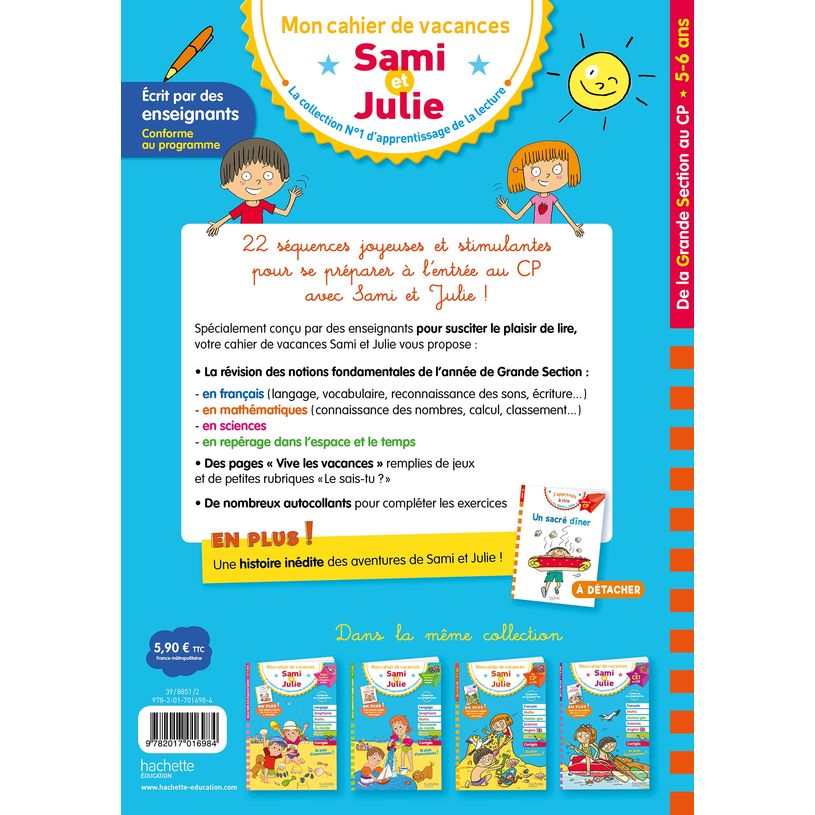 9782017016984-Sami et Julie - De la Grande Section au CP - Cahier de vacances--1