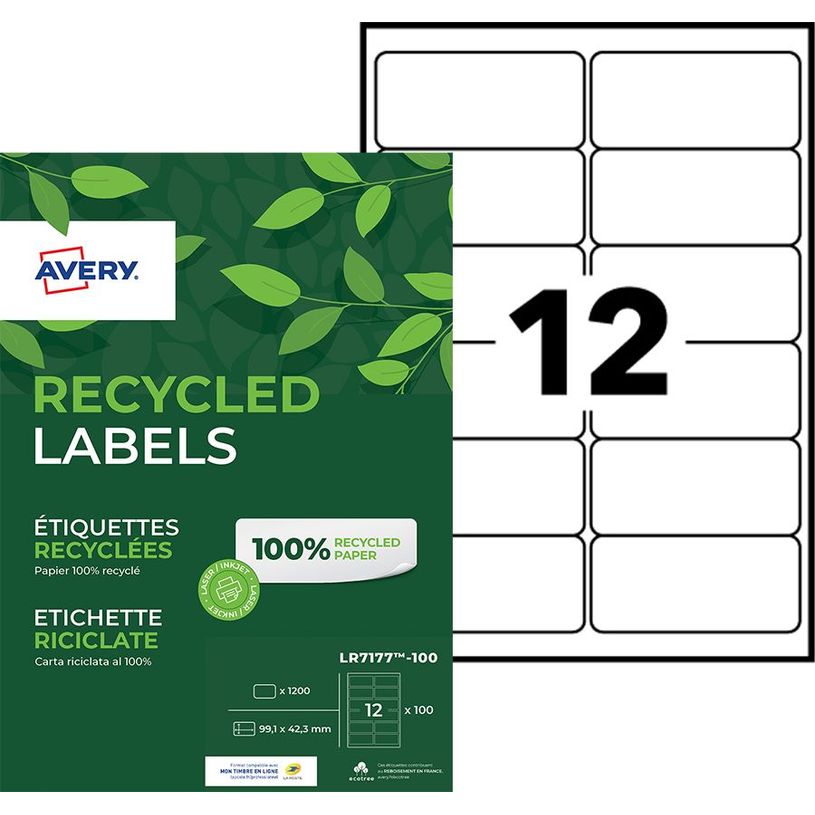 5014702138409-Avery - 1200 Étiquettes adresse recyclées blanches - 99,1 x 42,3 mm - Impression laser --P_400002013_2-0
